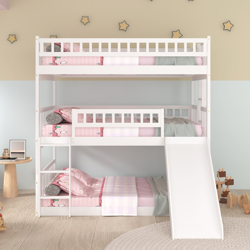 Gavro Kids Full Over Full Over Full Bunk Bed, White