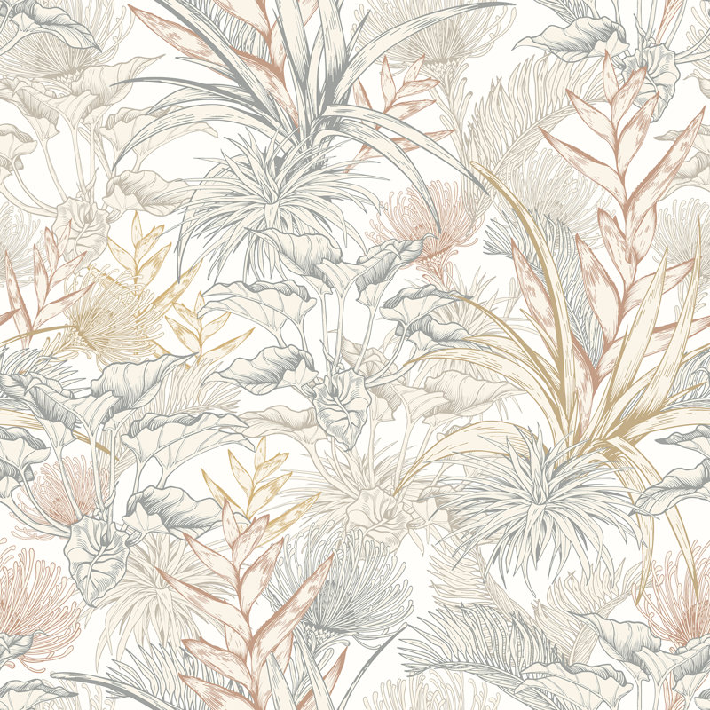 Tropical Canopy - Teal & Navy, Oyster/Chalk