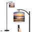 Lampe sur pied à arc avec abat-jour réglable Lake Dock Scenery Birds Beach Nature Sunset Water