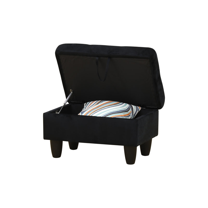 Canapé modulaire rembourré réversible avec repose-pieds, Flanelle noire, Orienté vers la gauche