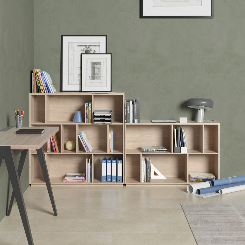 Grenda 60cm W Geometric Bookcase, Light Oak