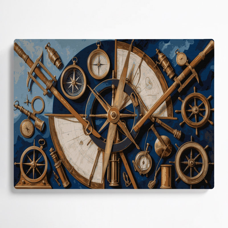 Art mural nautique, outils nautiques gris, H 11 po x l 14 po