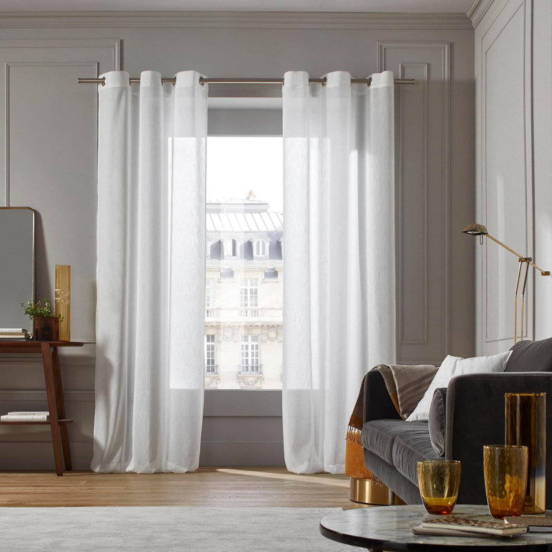 Sheer Curtain Single Panel, White, 350cm x 298cm