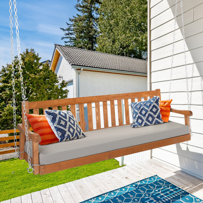 Astorre Solid Wood Porch Swing with Cushion