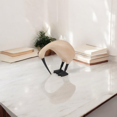  Modern Boho Albasia Wood Artistic Kiwi Bird Figurine - Stylish Handcrafted Decorative Accent for Sleek Versatile Interiors