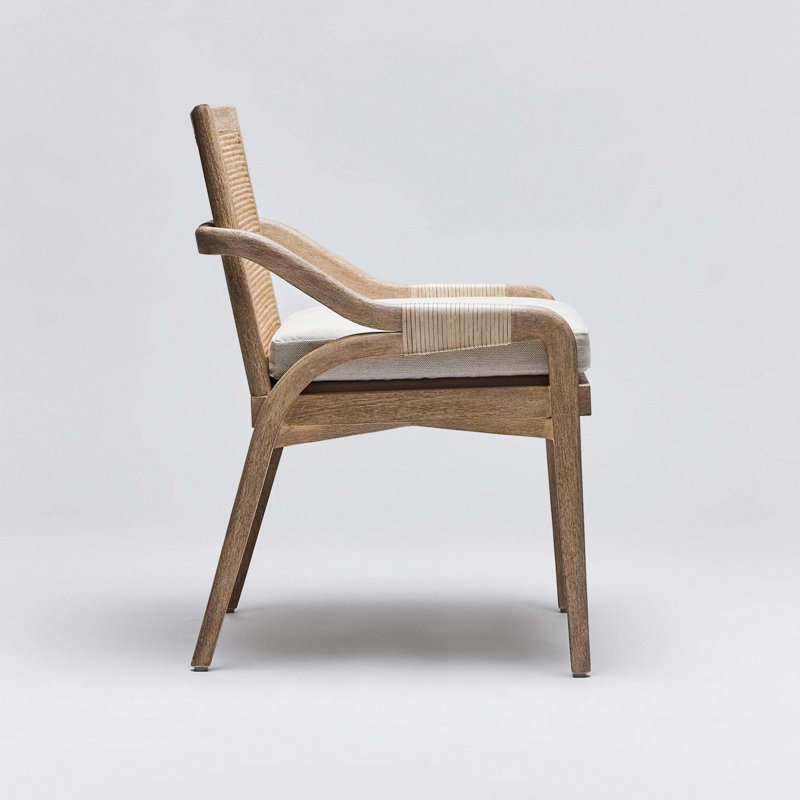 Delray Leather Arm Chair, White Ceruse
