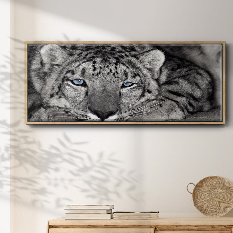 Snow Leopard Sanctuary- Framed Canvas, 8" H x 20" W