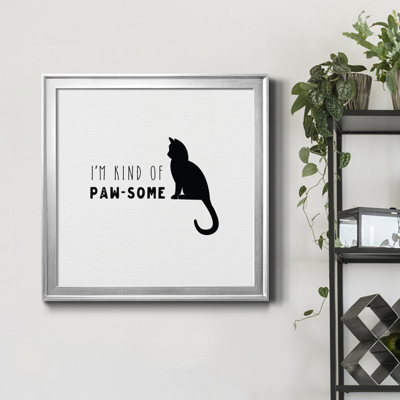 «Pawsome Cat», reproduction d'art graphique sur toile, H 26,5 po x l 26,5 po x P 1,5 po, Encadrement argenté