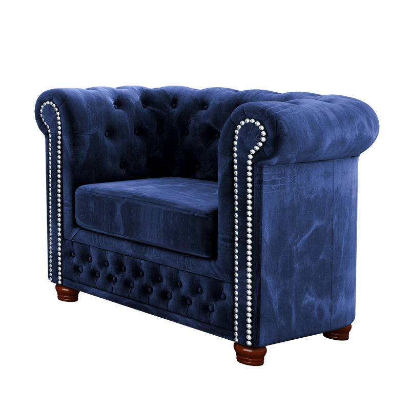  Chesterfield Armchair, Navy Blue