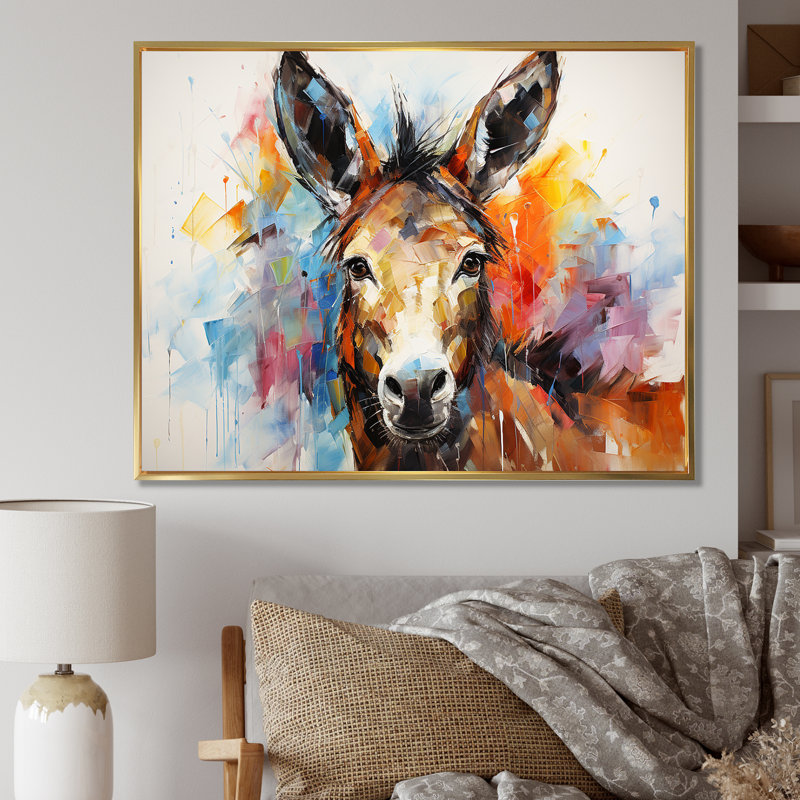 «Abstract Donkey Reverie», art mural sur toile, H 12 po x l 20 po x P 1 po, Cadre flottant doré