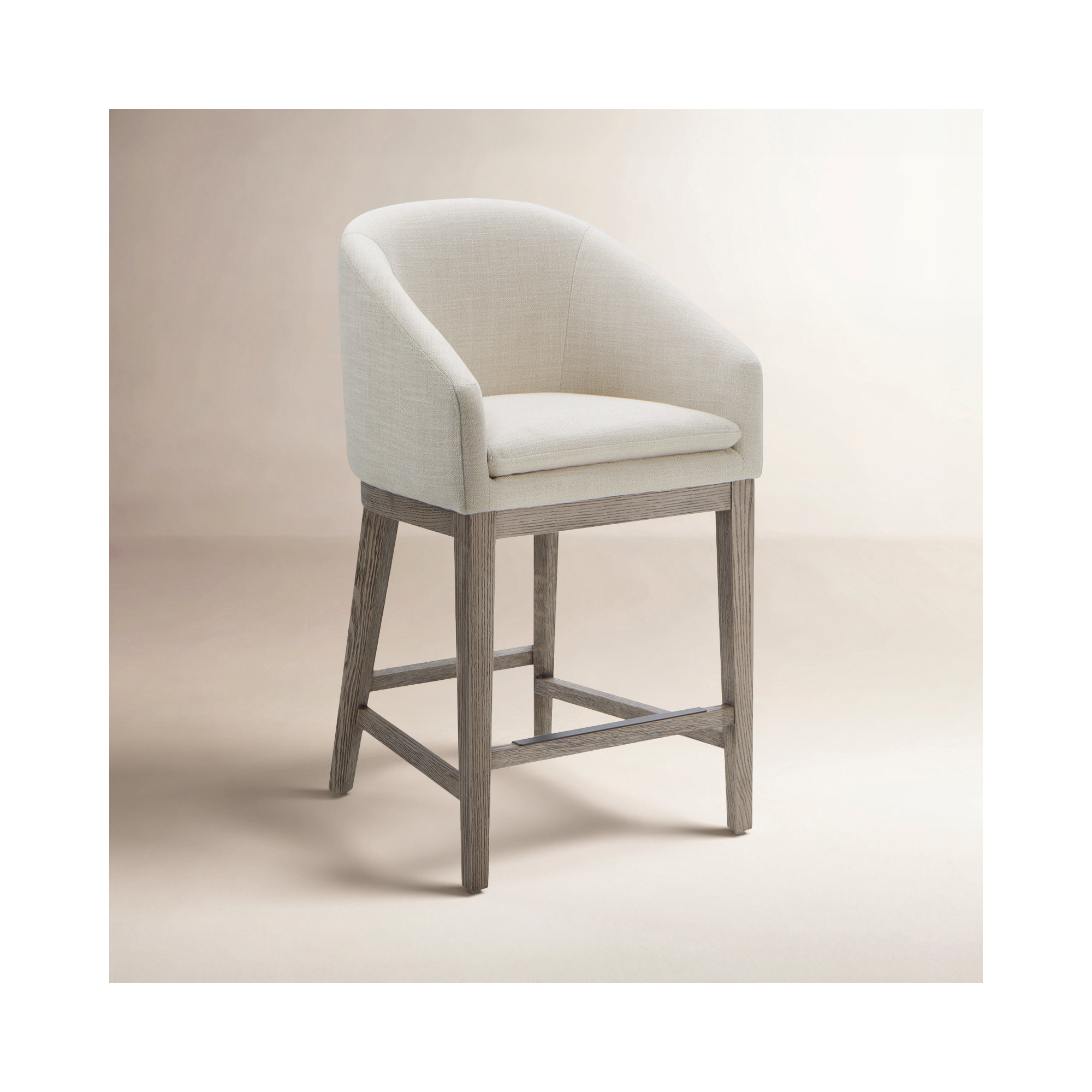 Bethea Counter Stool With Arms, Effie Linen Performance Linen