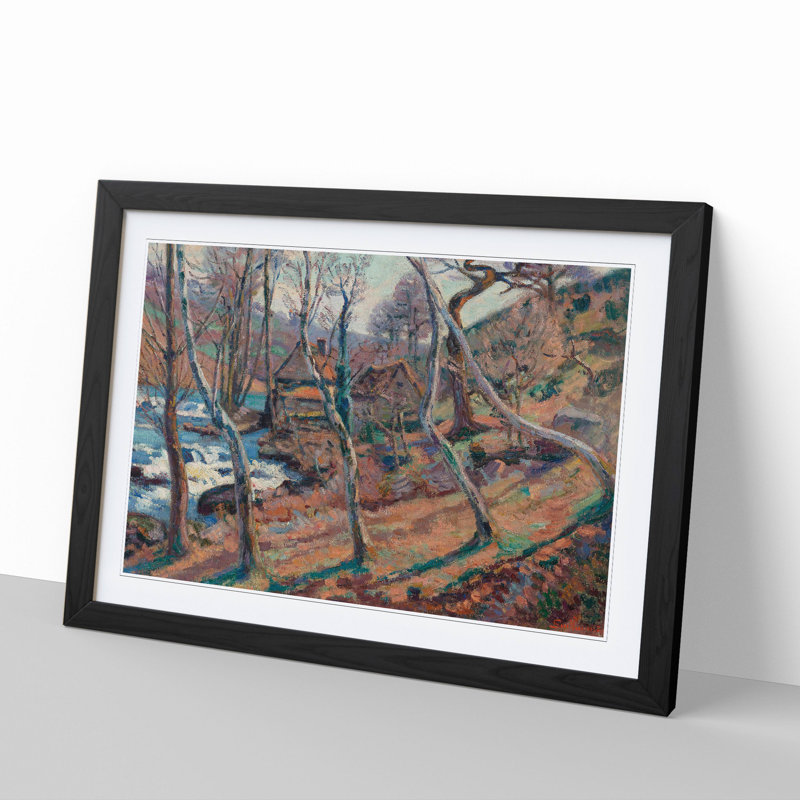 The Mill Through the Trees by Camille Pissarro - Picture Frame Painting, 27cm H x 36cm W x 2cm D, Black Framed