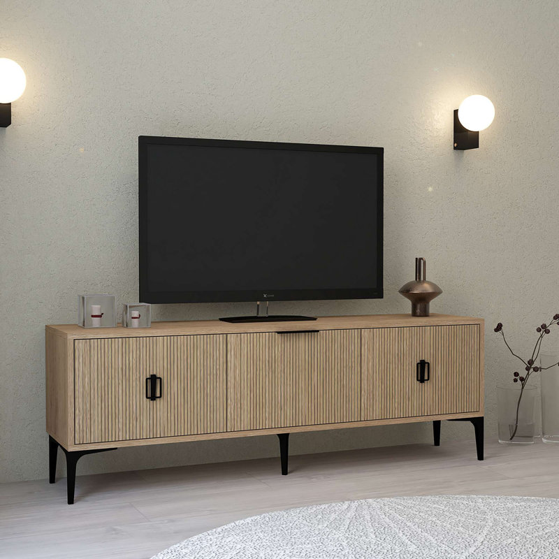 59.1" Storage Console - Modern Slatted Entertainment Console