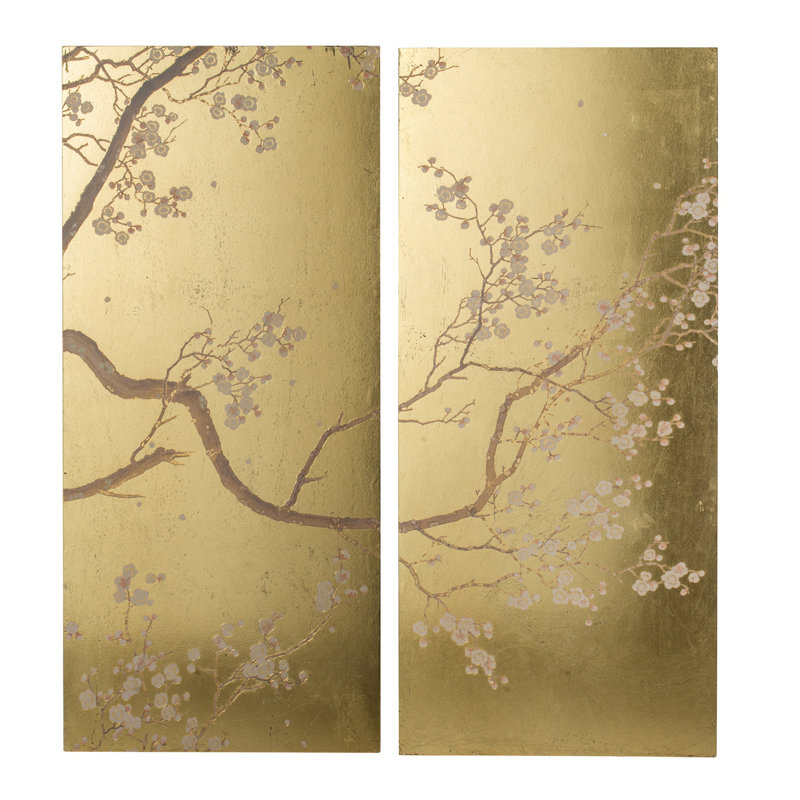Ensemble de 2 panneaux d'art mural cerisier en fleurs