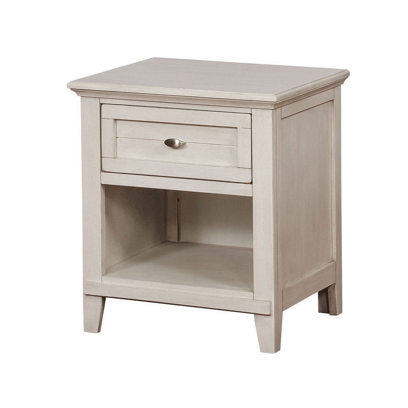 Table de chevet 1 tiroir Kahi, Blanc antique
