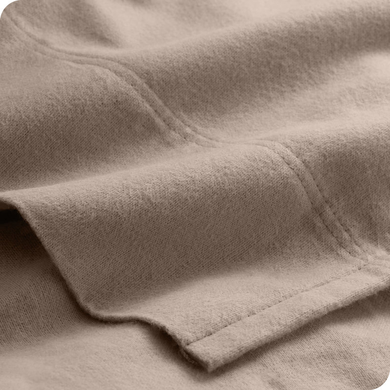 Flannel Machine Woven Sheet Set, Taupe, Queen Sheet Set with 2 Pillowcases