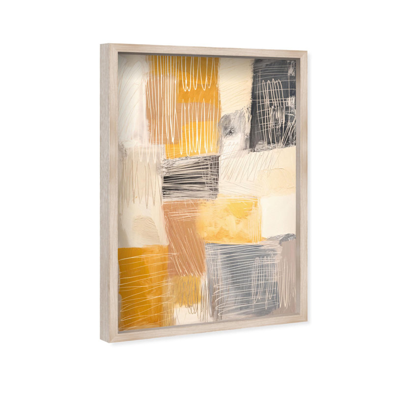 Oliver Gal Linework Labyrinth II Abstract - Luxury Shadowbox Framed Wall Art, 25" H x 17" W, Cream