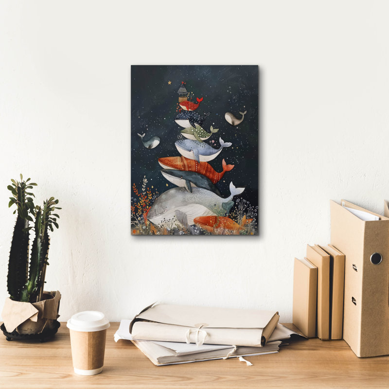  «Pile Of - Whales» par Doron David, art mural sur toile, 12 po x 16 po, H 16 po x l 12 po
