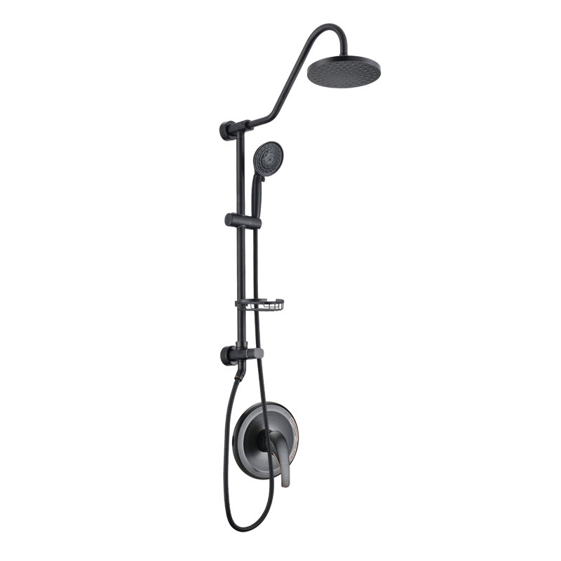 High Pressure Shower Heads With Handheld Spray Combo With Rough In-Valve & Adjustable Slide Bar, Oil Rubbed Bronze