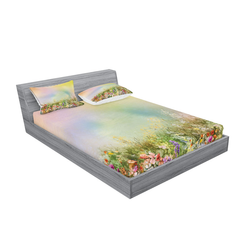Multicolore drap-housse et coussin décoratif Ambesonne, Ensemble de draps pour très grand lit + 4 taies d