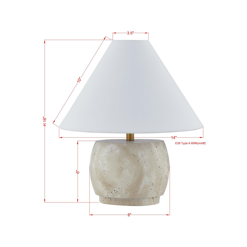 Ifeyinwa 16" Travertine Table Lamp with Linen Shade, Beige
