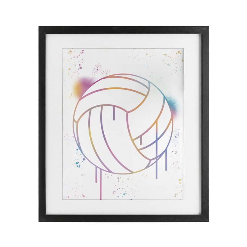 «Graffiti Volleyball Drip», impression par Marcus Prime, Cadre noir minuit, H 21 po x l 17 po
