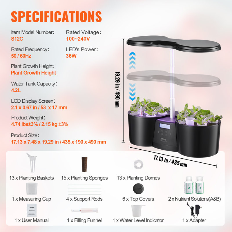 VEVOR 36 Hydroponic Unit Herbs and Fruits / Vegetables