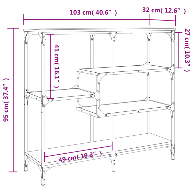 Console vidaXL, H 37,4 po x l 40,6 po x P 12,6 po, Noir