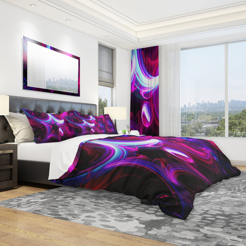 Purple Haze Abstract - Ensemble de housse de couette à motif abstrait - Microfibre de polyester, Twin Duvet Cover + 2 Shams