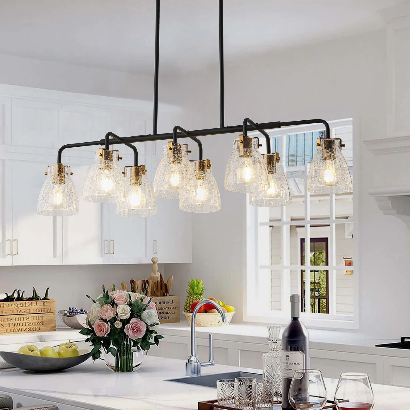 Breakwater Bay 8-Light Linear Farmhouse Finish Dimmable Kitchen Island ...