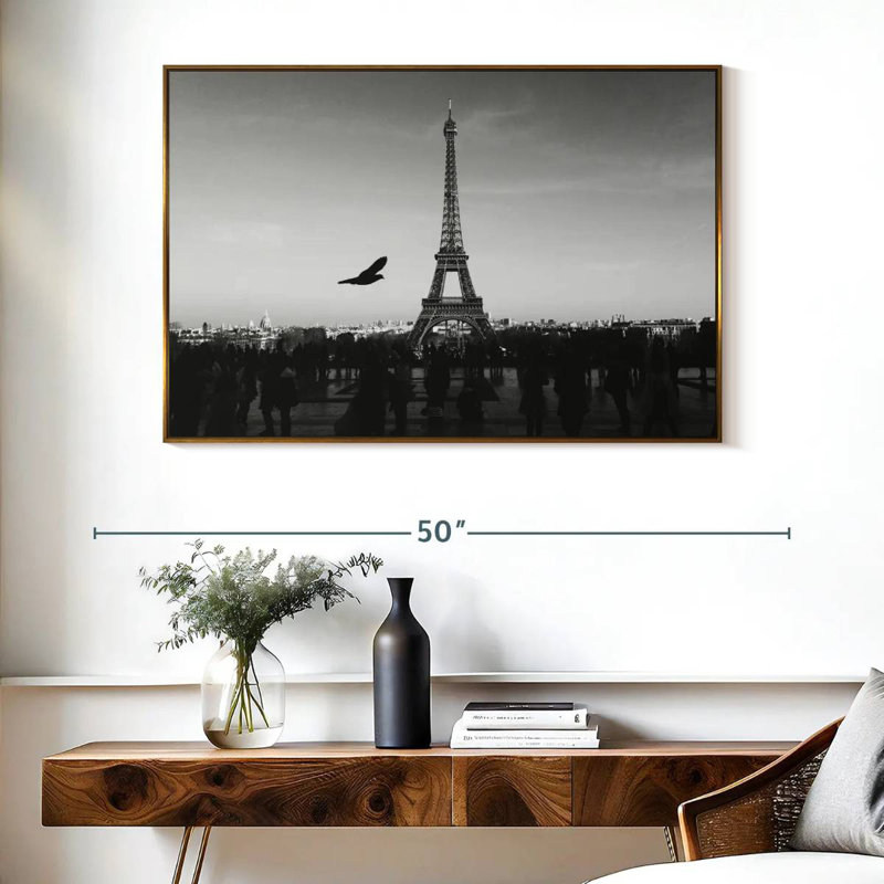 Couvert Tour Eiffel, Cadre flottant doré, 40 po x 27 po