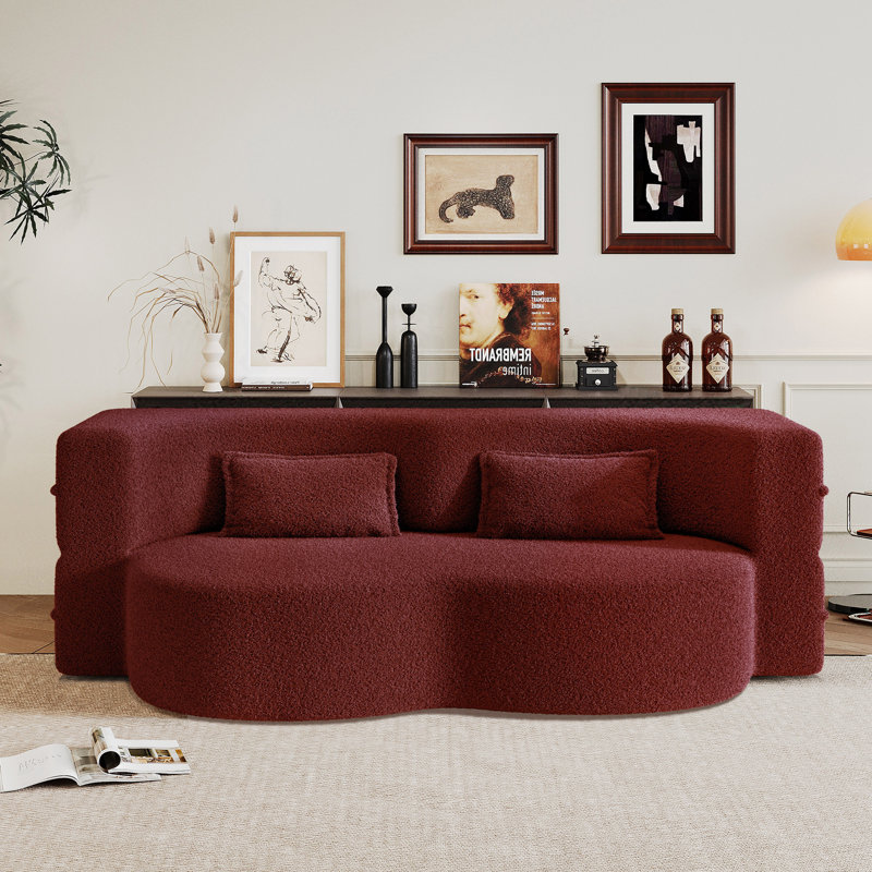Canapé-lit moderne de 78,7 po avec 2 coussins pour le salon à petit pas, canapé-lit convertible en tissu rembourré de mousse, matelas pliant, aucun assemblage requis