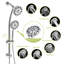 Pomme de douche murale double, pomme de douche à effet pluie de 4,7 po, douche à 7 poignées, barre coulissante incluse, tuyau et support en plastique, soupape de dérivation de barre réglable-125519122