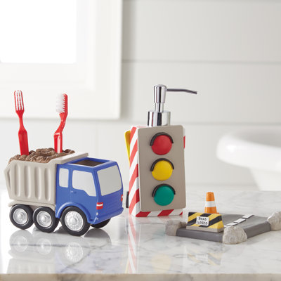 Ensemble d'accessoires de salle de bain trains et camions 3 pièces