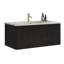 Meuble-lavabo flottant rayé en chêne noir brossé avec lavabo en céramique blanche, meuble-lavabo pour salle de bain moderne, pré-assemblé