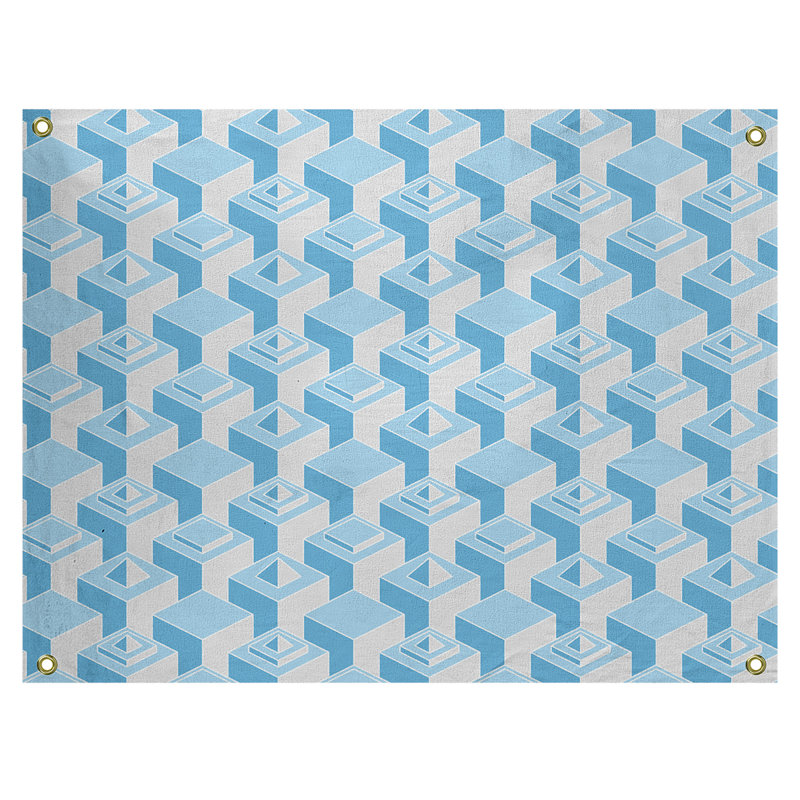 Jordao Polyester Tapestry, 26" H x 36" W, Teal/Gray