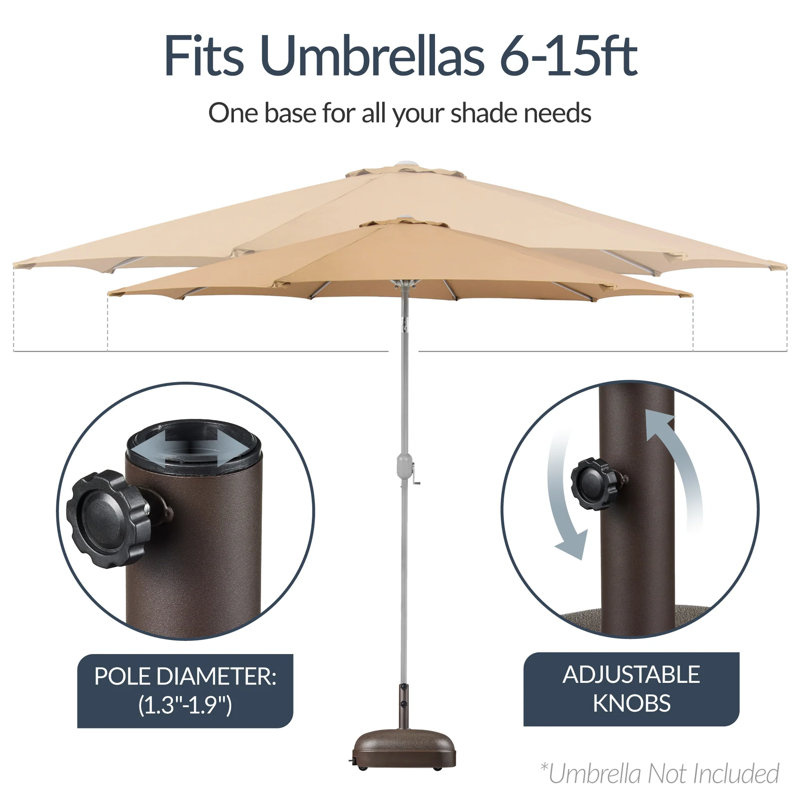 Base de parasol mobile à capacité 123Lb, Brun