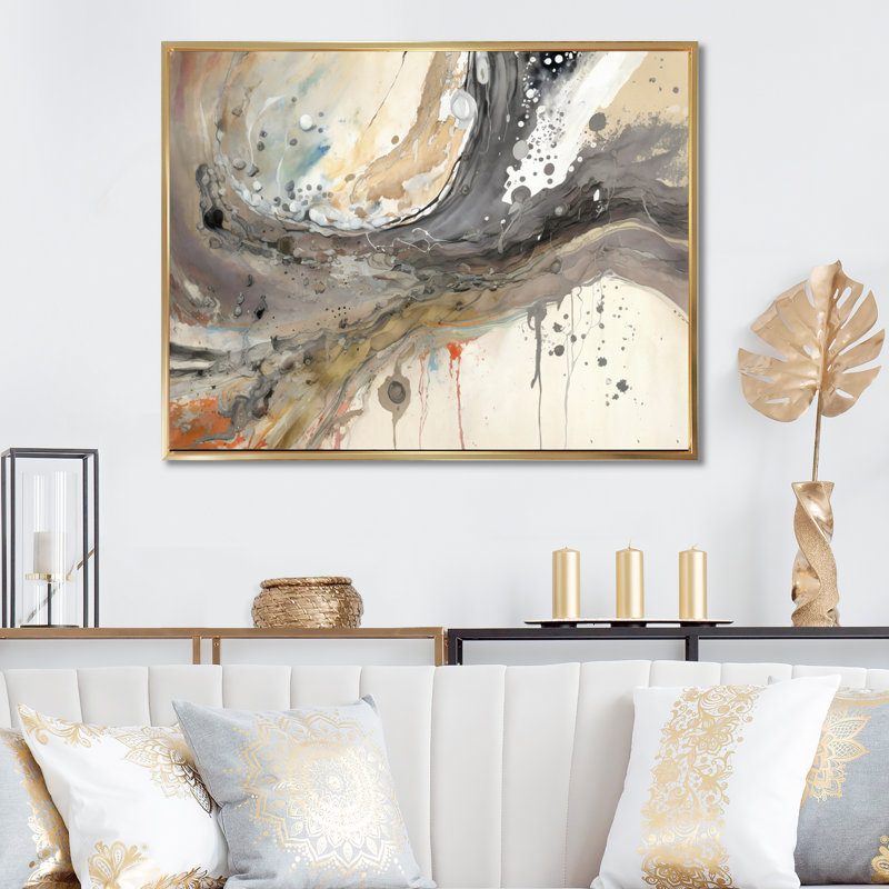 «Subtle Serenity Watercolor Waves I», reproduction sur toile, H 12 po x l 20 po x P 1 po, Cadre flottant doré