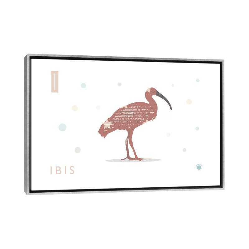 Ibis - impression d'art graphique, Toile avec cadre argenté, H 40 po x l 60 po x 1,5 po, Pas de tapis