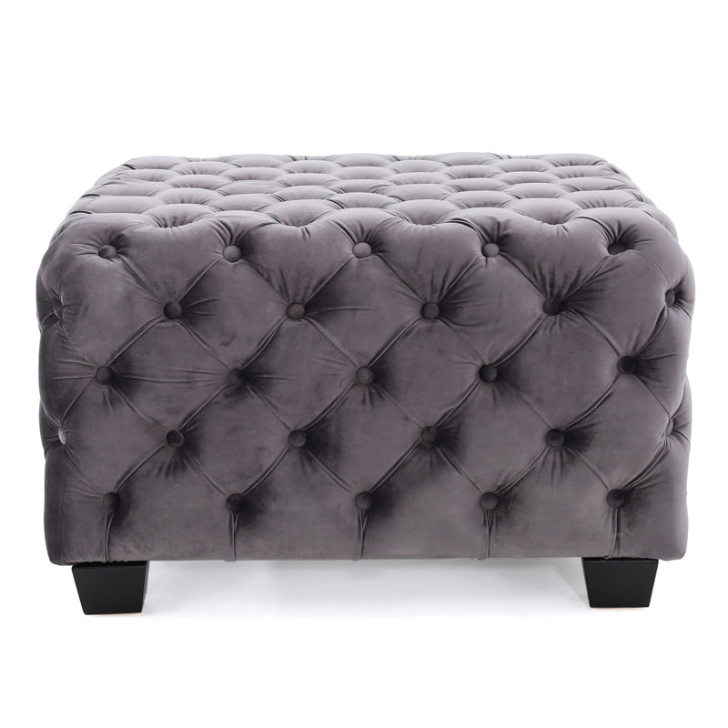 Modern Grey Velvet With Buttons And Durability, 29" Width X Depth 17.72" Height Button- In Grey, Home Addition, 29.37" 17.72