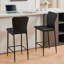 Vintage Suede/Velvet Diamond Pattern Upholstered High Back Bar Stool-1822455354