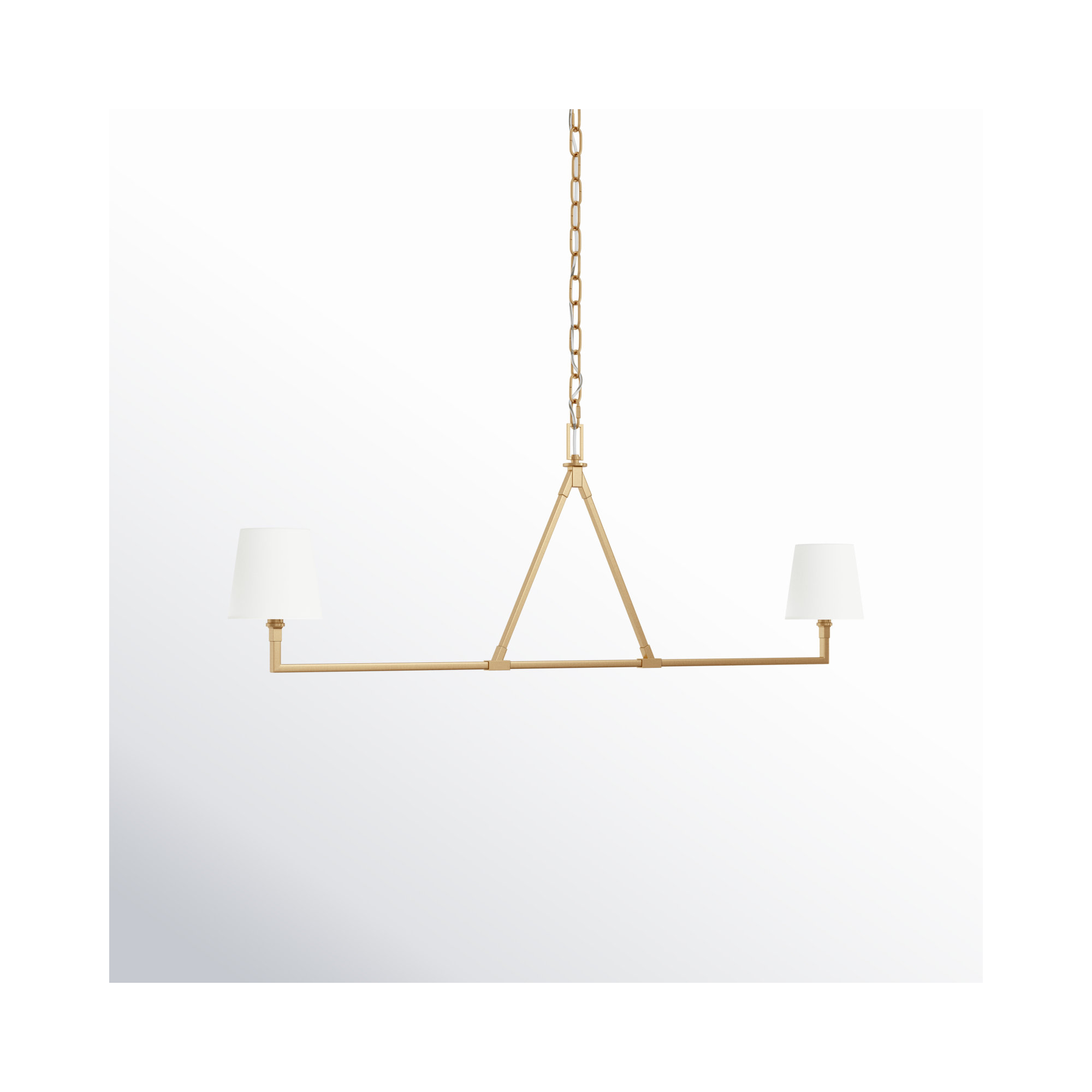 2 - Light Metal Dimmable Linear Chandelier, Burnished Brass