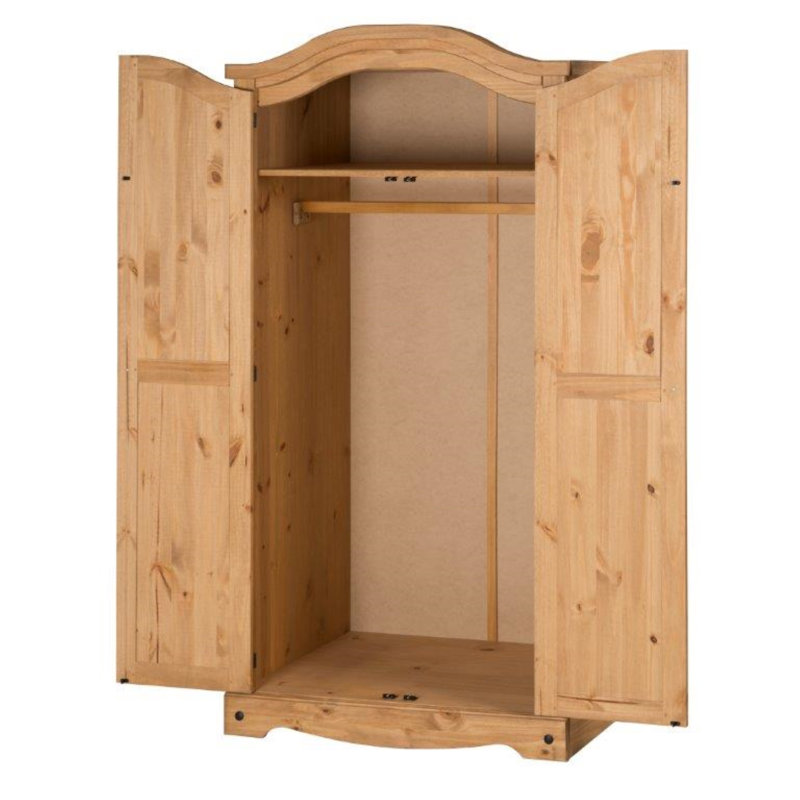 Bridewell 2 Door Solid Wood Wardrobe, Antique Wax