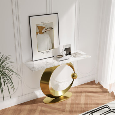 Bardou Console Table with Sintered Stone Tabletop for Entryway & Living Room