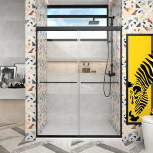 Premium Sliding Shower Door,54"Wx70"H, Adjustable Width 50-54",1/4" Tempered Glass