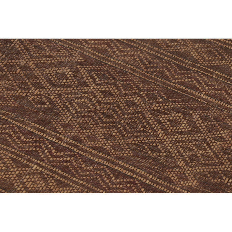 Vintage Tuareg Square Mat In Brown And Gold With Geometric Patterns- Rug & Kilim