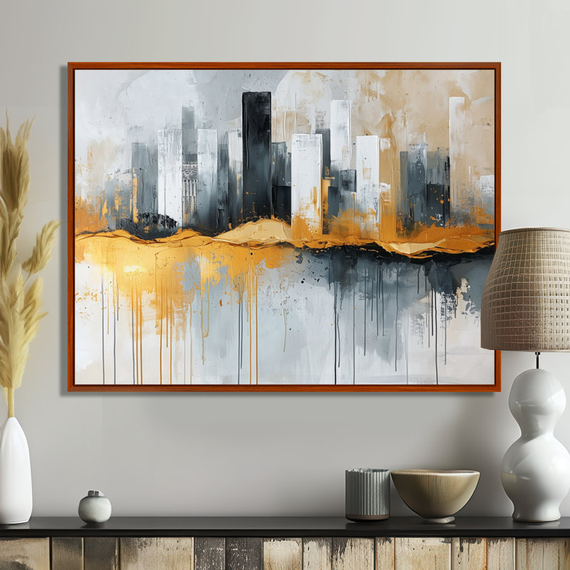 Letendre - Cityscapes Wall Art, Brun, H 12 po x l 20 po, Cadre flottant