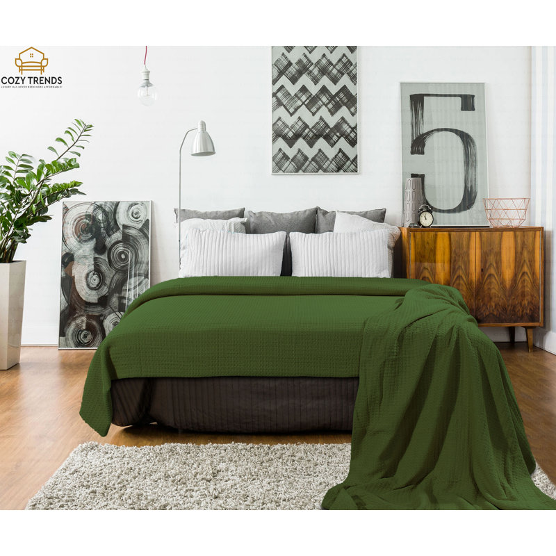 100% coton, couverture de lit thermique tissée, super douce, superposable et superposable pour toutes les saisons, Grand