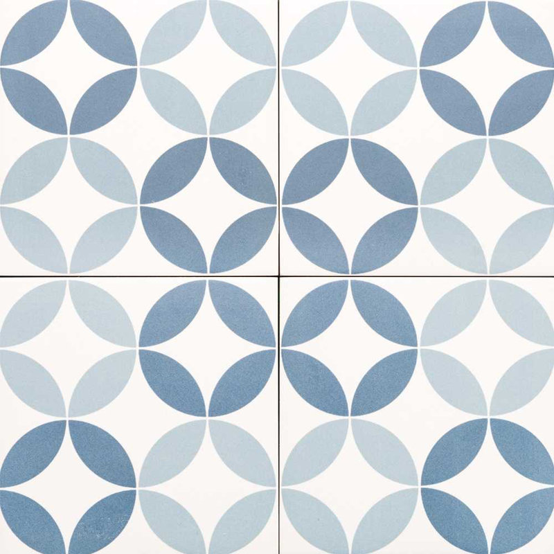 Carreau de porcelaine mate à motif de plancher 8,7 po x 8,7 po Twinkle, Bleu