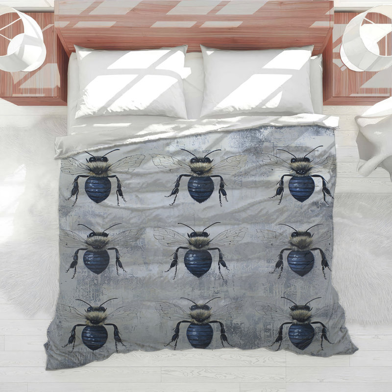 Blue Honey Bees Comforter, King